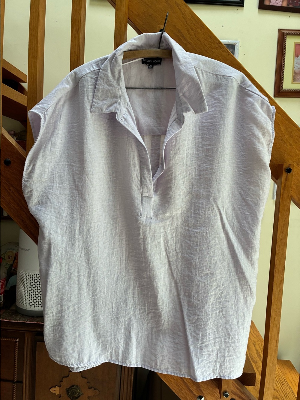 Lavender- Modern Works Women’s Light Lavender Cotton-Linen Shirt LNWOT 1X